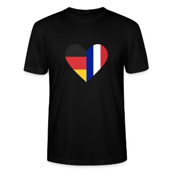 Ein Herz - Deutschland Frankreich - Stanley/Stella Unisex Bio-T-Shirt CRAFTER - Schwarz - Vorne - Alina (178cm) & Michal (187cm)