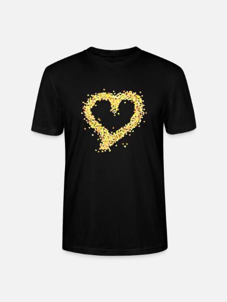 Heart yellow - Stanley/Stella CRAFTER Unisex Organic T-Shirt - black