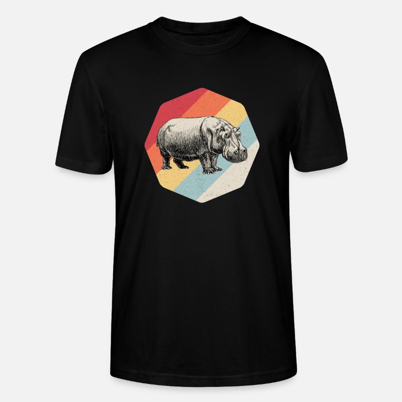 Nilpferd Hippo Hippopotamus Flusspferd Geschenk - Stanley/Stella Unisex Bio-T-Shirt CRAFTER - Schwarz