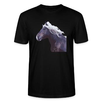 Pferd Kaltblut Mähne Pferdekopf Foto Geschenk Real - Stanley/Stella Unisex Bio-T-Shirt CRAFTER - Schwarz - Vorne - Alina (178cm) & Michal (187cm)