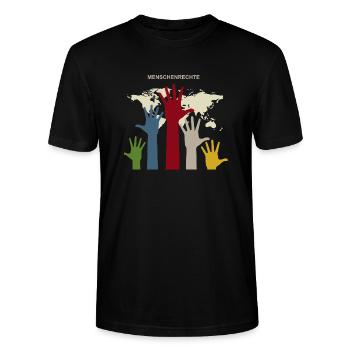 Menschenrechte - Stanley/Stella Unisex Bio-T-Shirt CRAFTER - Schwarz - Vorne - Alina (178cm) & Michal (187cm)