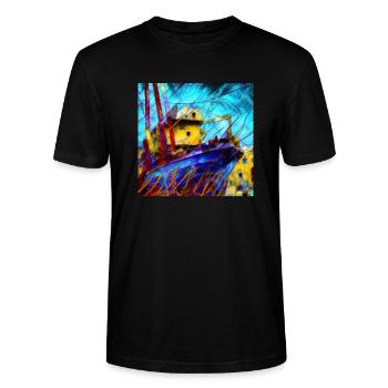 Schiff - Stanley/Stella Unisex Bio-T-Shirt CRAFTER - Schwarz - Vorne - Alina (178cm) & Michal (187cm)