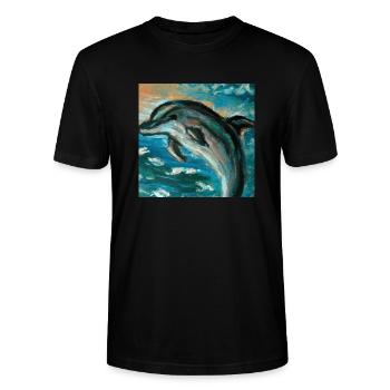 Delfin - Stanley/Stella Unisex Bio-T-Shirt CRAFTER - Schwarz - Vorne - Alina (178cm) & Michal (187cm)