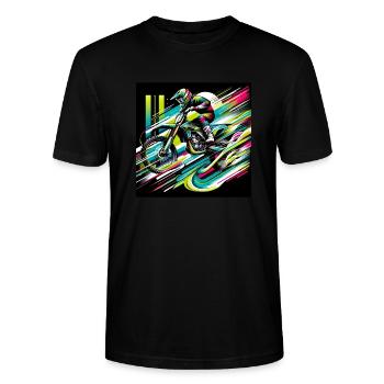 Vintage-Stil Motocross - Stanley/Stella Unisex Bio-T-Shirt CRAFTER - Schwarz - Vorne - Alina (178cm) & Michal (187cm)