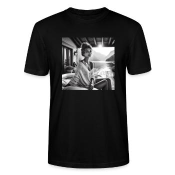 Vintage Glamour - Italienischer See - Stanley/Stella Unisex Bio-T-Shirt CRAFTER - Schwarz - Vorne - Alina (178cm) & Michal (187cm)