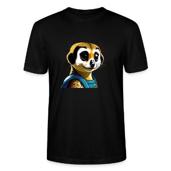 Erdmännchen portrait, lustig und spaßig - Stanley/Stella Unisex Bio-T-Shirt CRAFTER - Schwarz - Vorne - Alina (178cm) & Michal (187cm)