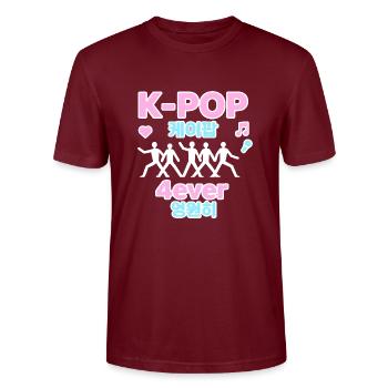 K-Pop 4ever Kpop Korea - Stanley/Stella Unisex Bio-T-Shirt CRAFTER - Burgunderrot - Vorne - Alina (178cm) & Michal (187cm)