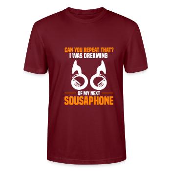Sousaphone - Stanley/Stella CRAFTER Unisex Organic T-Shirt - burgundy - Front - Alina (178cm) & Michal (187cm)