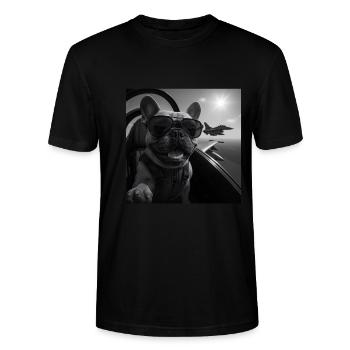 Fransk bulldog - Stanley Stella CRAFTER unisex økologisk-T-shirt - sort - Foran - Alina (178cm) & Michal (187cm)