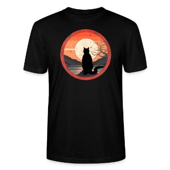 Chat japonais au coucher du soleil #1 - T-shirt bio CRAFTER Stanley Stella Unisexe - noir - Devant - Alina (178cm) & Michal (187cm)