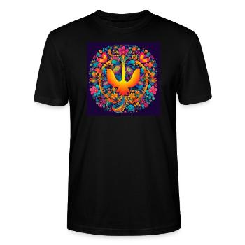 bohemian style boho chic - Stanley/Stella CRAFTER Unisex Organic T-Shirt - black - Front - Alina (178cm) & Michal (187cm)