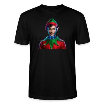 Cyberpunk Weihnachtself - Stanley/Stella Unisex Bio-T-Shirt CRAFTER - Schwarz - Vorne - Alina (178cm) & Michal (187cm)