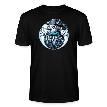 Cyberpunk Schneemann - Stanley/Stella Unisex Bio-T-Shirt CRAFTER - Schwarz - Vorne - Alina (178cm) & Michal (187cm)