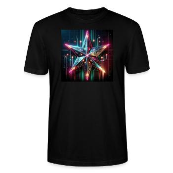 Cyberpunk Weihnachtsstern - Stanley/Stella Unisex Bio-T-Shirt CRAFTER - Schwarz - Vorne - Alina (178cm) & Michal (187cm)