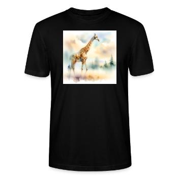 Watercolor Giraffe - Stanley/Stella CRAFTER Unisex Organic T-Shirt - black - Front - Alina (178cm) & Michal (187cm)