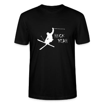 Huck Yeah Skiing - Stanley/Stella CRAFTER Unisex Organic T-Shirt - black - Front - Alina (178cm) & Michal (187cm)