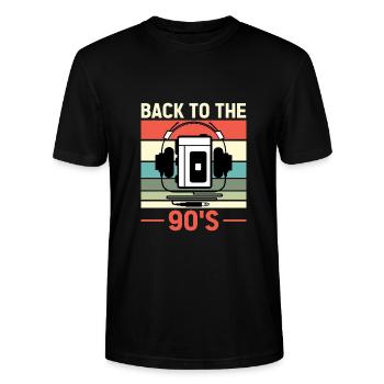Walkman Back to the 90s - Geschenkidee - Stanley/Stella Unisex Bio-T-Shirt CRAFTER - Schwarz - Vorne - Alina (178cm) & Michal (187cm)