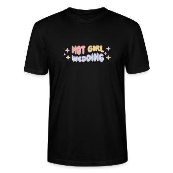 Hot Girl Wedding – JGA Trend-Design - Stanley/Stella Unisex Bio-T-Shirt CRAFTER - Schwarz - Vorne - Alina (178cm) & Michal (187cm)