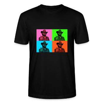 Neon Cowboy Pop Art - Stanley/Stella Unisex Bio-T-Shirt CRAFTER - Schwarz - Vorne - Alina (178cm) & Michal (187cm)