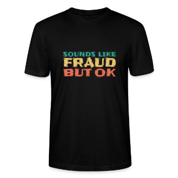 Cela ressemble à de la fraude mais ok, vert, jaune, orange - T-shirt bio CRAFTER Stanley Stella Unisexe - noir - Devant - Alina (178cm) & Michal (187cm)