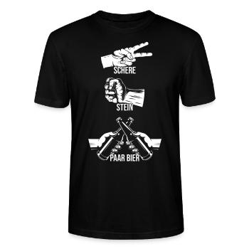  Mallorca Malle Party Bier - Stanley/Stella Unisex Bio-T-Shirt CRAFTER - Schwarz - Vorne - Alina (178cm) & Michal (187cm)