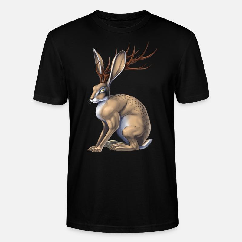 Créature cryptide Jackalope - T-shirt bio CRAFTER Stanley Stella Unisexe - noir