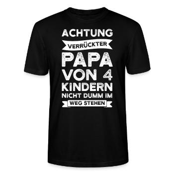 Papa 4 Kinder Kinder Geschenk - Stanley/Stella Unisex Bio-T-Shirt CRAFTER - Schwarz - Vorne - Alina (178cm) & Michal (187cm)