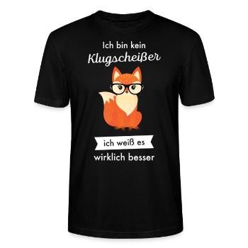 Ich Bin Kein Klugscheißer - Fuchs - Stanley/Stella Unisex Bio-T-Shirt CRAFTER - Schwarz - Vorne - Alina (178cm) & Michal (187cm)