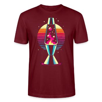Retro Lava Lamp - Stanley/Stella CRAFTER Unisex Organic T-Shirt - burgundy - Front - Alina (178cm) & Michal (187cm)