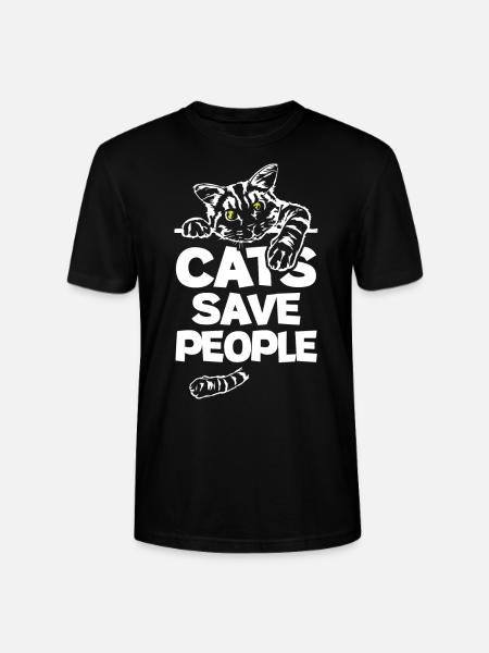 Cats Save People - Stanley/Stella CRAFTER Unisex Organic T-Shirt - black