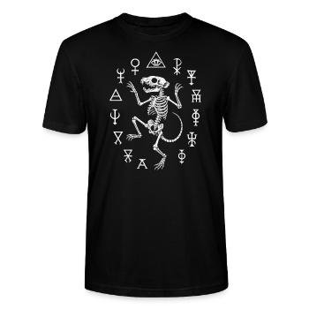 Squelette de rat dansant - Symboles d’alchimie - Dancing - T-shirt bio CRAFTER Stanley Stella Unisexe - noir - Devant - Alina (178cm) & Michal (187cm)