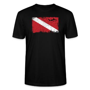 Vintage Shark Scuba Dive Flag Mens Gym Sport - Stanley/Stella Unisex Bio-T-Shirt CRAFTER - Schwarz - Vorne - Alina (178cm) & Michal (187cm)