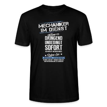 Mechaniker: Rufen Sie jemand Anderen! Geschenk - Stanley/Stella Unisex Bio-T-Shirt CRAFTER - Schwarz - Vorne - Alina (178cm) & Michal (187cm)