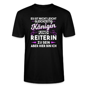 Reiterin Shirt - Königin und Reiterin - Stanley/Stella Unisex Bio-T-Shirt CRAFTER - Schwarz - Vorne - Alina (178cm) & Michal (187cm)