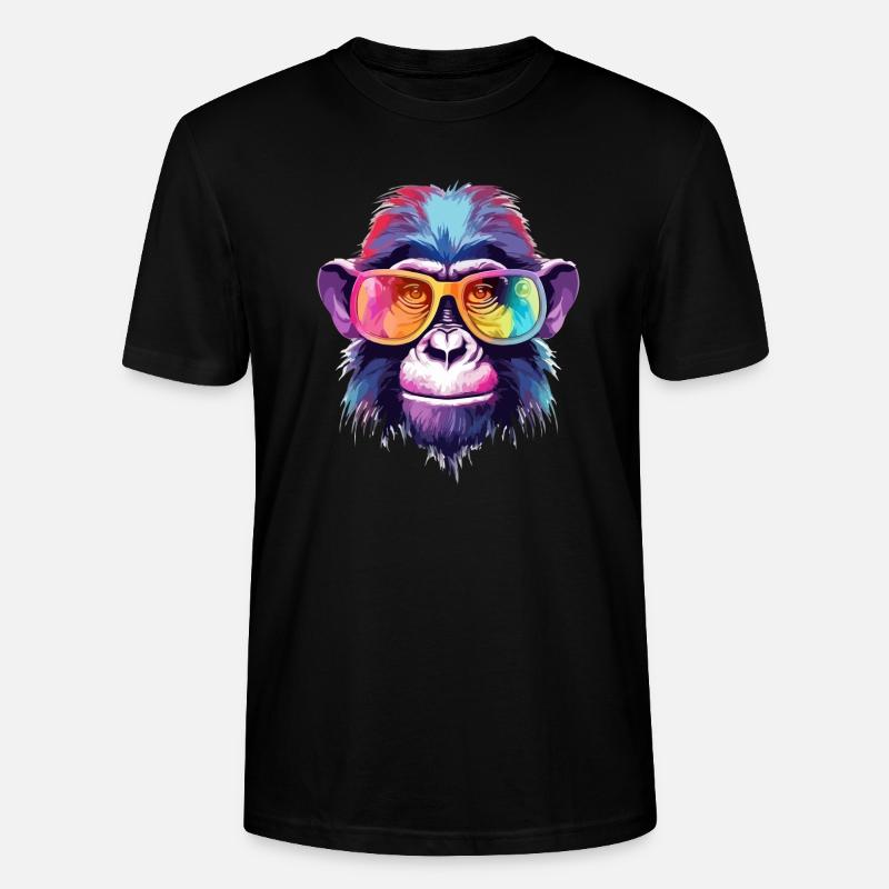 Djimbo, der bebrillte Affe - Stanley/Stella Unisex Bio-T-Shirt CRAFTER - Schwarz