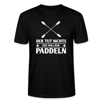 Der will nur Paddeln - Stanley/Stella Unisex Bio-T-Shirt CRAFTER - Schwarz - Vorne - Alina (178cm) & Michal (187cm)