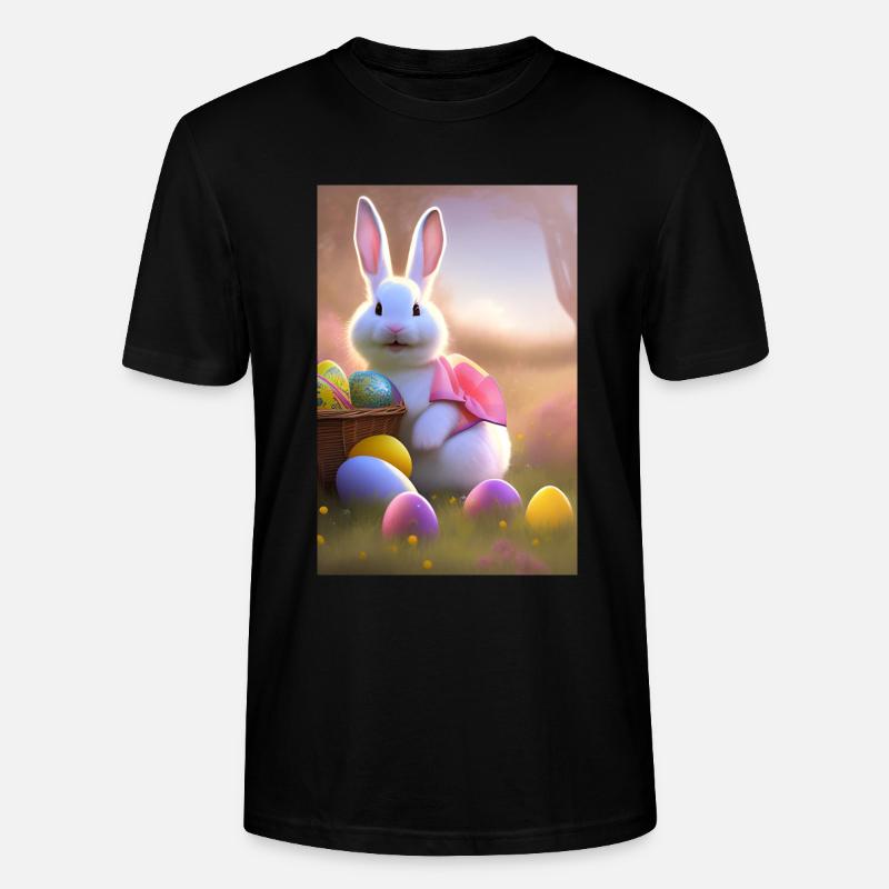 Easter Bunny with Easter Eggs - Stanley/Stella CRAFTER Unisex Organic T-Shirt - black