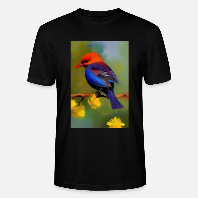 Oiseau sur branche avec fleurs - T-shirt bio CRAFTER Stanley Stella Unisexe - noir