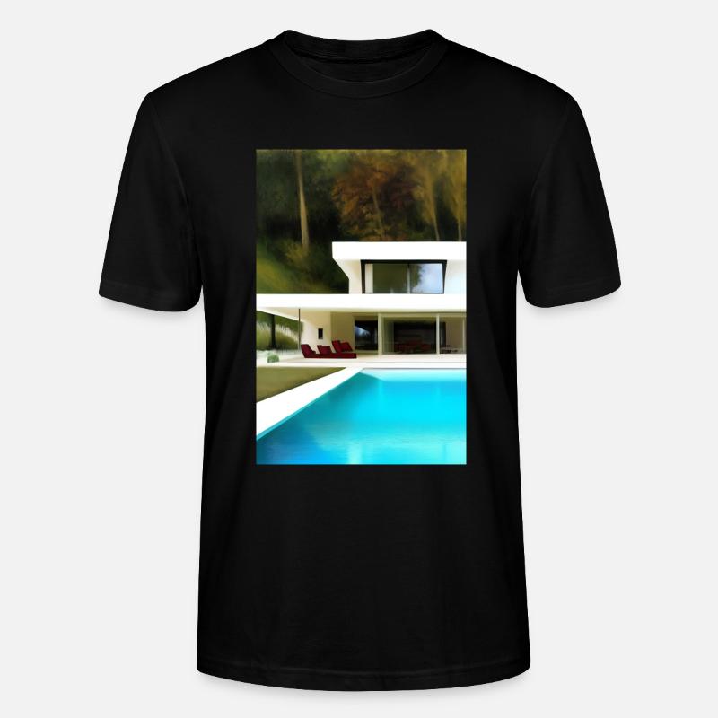 Weiße Villa mit Pool - Stanley/Stella Unisex Bio-T-Shirt CRAFTER - Schwarz