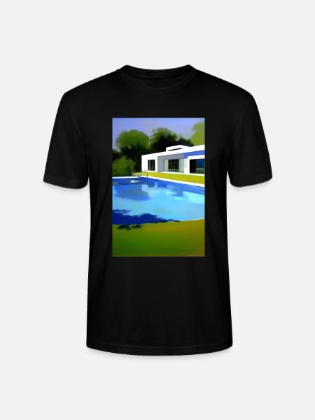 White villa with pool - Stanley/Stella CRAFTER Unisex Organic T-Shirt - black