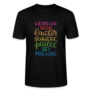 Lauter Schweigen Regenbogen - Stanley/Stella Unisex Bio-T-Shirt CRAFTER - Schwarz - Vorne - Alina (178cm) & Michal (187cm)