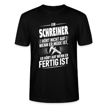 Schreiner Holzwurm der Profi - Stanley/Stella Unisex Bio-T-Shirt CRAFTER - Schwarz - Vorne - Alina (178cm) & Michal (187cm)