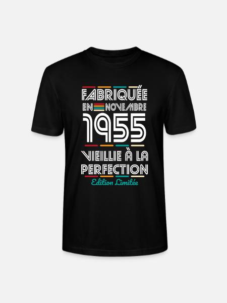 70th Anniversary - Made in November 1955 - Stanley/Stella CRAFTER Unisex Organic T-Shirt - black