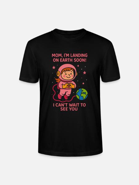 Mor Jeg lander snart Baby Girl Space Meddelelse - Stanley Stella CRAFTER unisex økologisk-T-shirt - sort