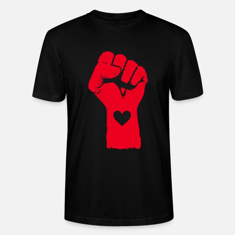 Rote Faust mit Herz - Stanley/Stella Unisex Bio-T-Shirt CRAFTER - Schwarz