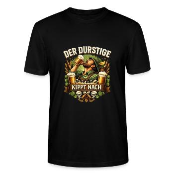 Der Durstige Kippt Nach – Bierfest - Stanley/Stella Unisex Bio-T-Shirt CRAFTER - Schwarz - Vorne - Alina (178cm) & Michal (187cm)
