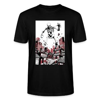 Kaiju Skeleton Tokyo – Giant Skeleton Monster Dice - Stanley/Stella CRAFTER Unisex Organic T-Shirt - black - Front - Alina (178cm) & Michal (187cm)