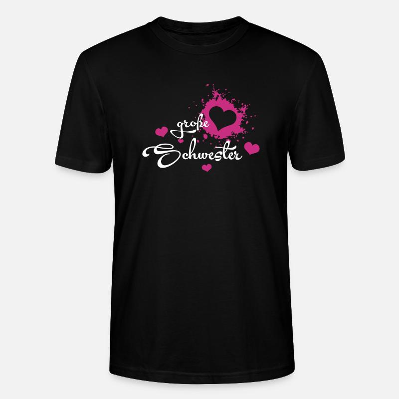 Große Schwester - Herzchen - Stanley/Stella Unisex Bio-T-Shirt CRAFTER - Schwarz