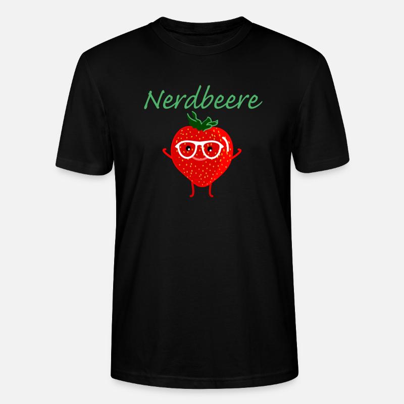 Erdbeere als Nerd - Stanley/Stella Unisex Bio-T-Shirt CRAFTER - Schwarz