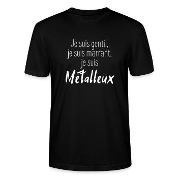metalleux - T-shirt bio CRAFTER Stanley Stella Unisexe - noir - Devant - Alina (178cm) & Michal (187cm)
